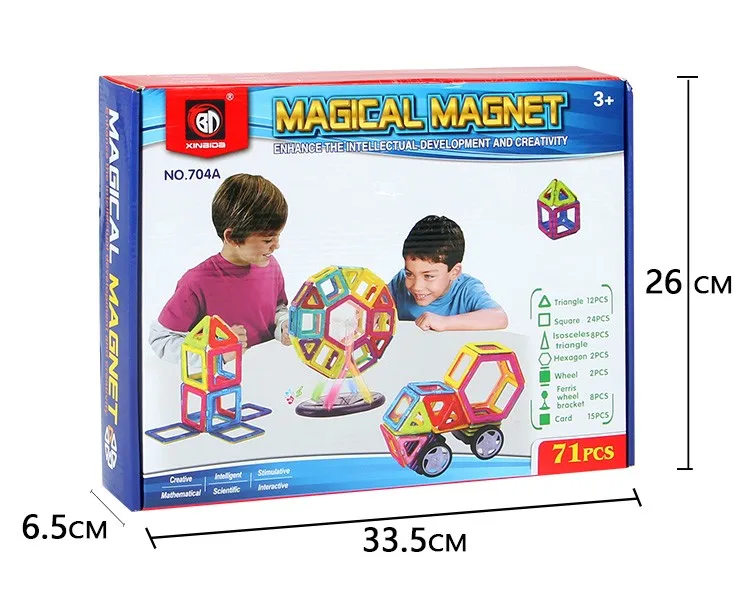 Colorful  plastic connecting magnetic magnet building block sets toy 3+