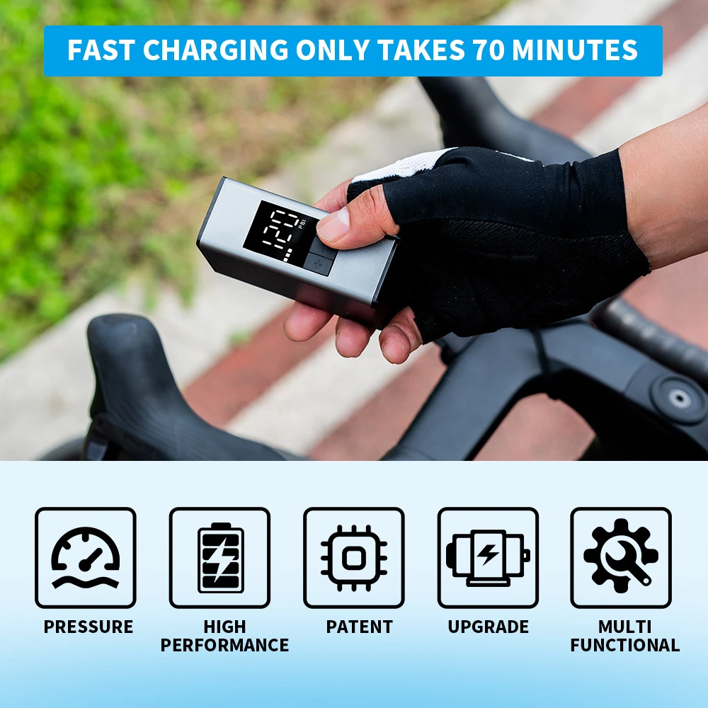 LOW MOQ Mini Electric Bicycle Motorcycle Tire Inflators A3 MAX Brushless Motor Aluminum Alloy Portable Bike Cordless Air Pump