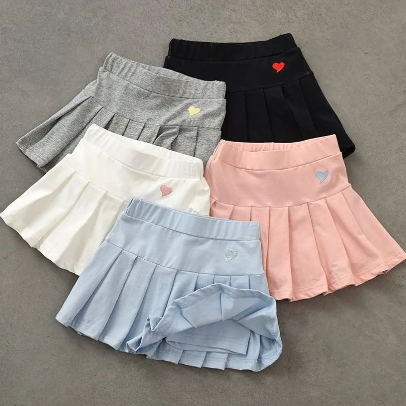 Kids Tennis Skirt 2021 School Girl Spleated Skirts Embroided Floral Skirts