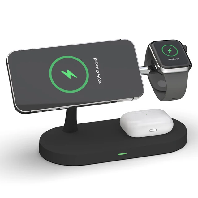 Hot Design Novelties Of Qi 15w Wireless Zinc Alloy Body 4in 1 Magnetic Mount Phone