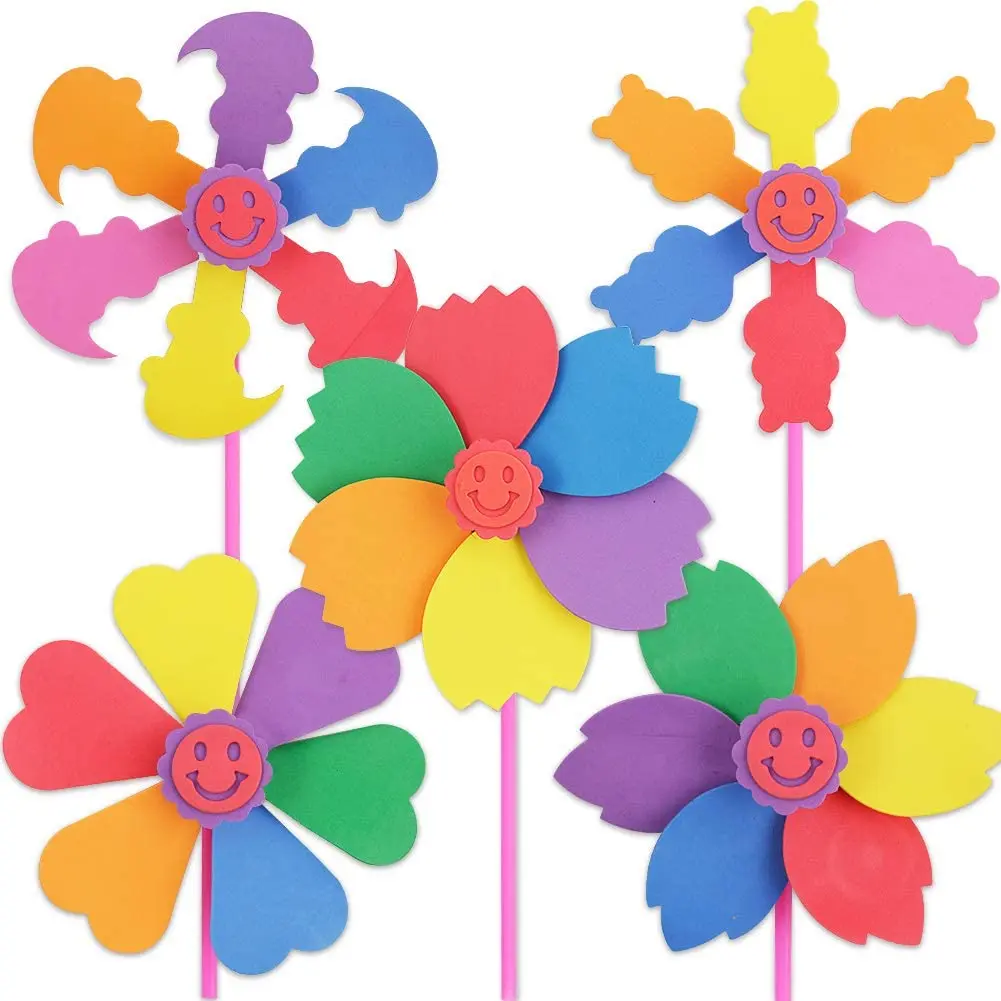 Ранние обучающие игры ручной работы DIY красочная липкая мозаика EVA ветряная мельница художественные наборы для детей