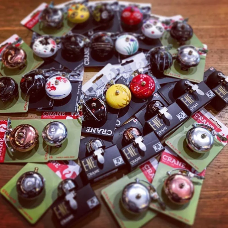 Crane E-ne bell co Japanese  unique  Chrome Plated  Bicycle Small  Brass Bells  for sale