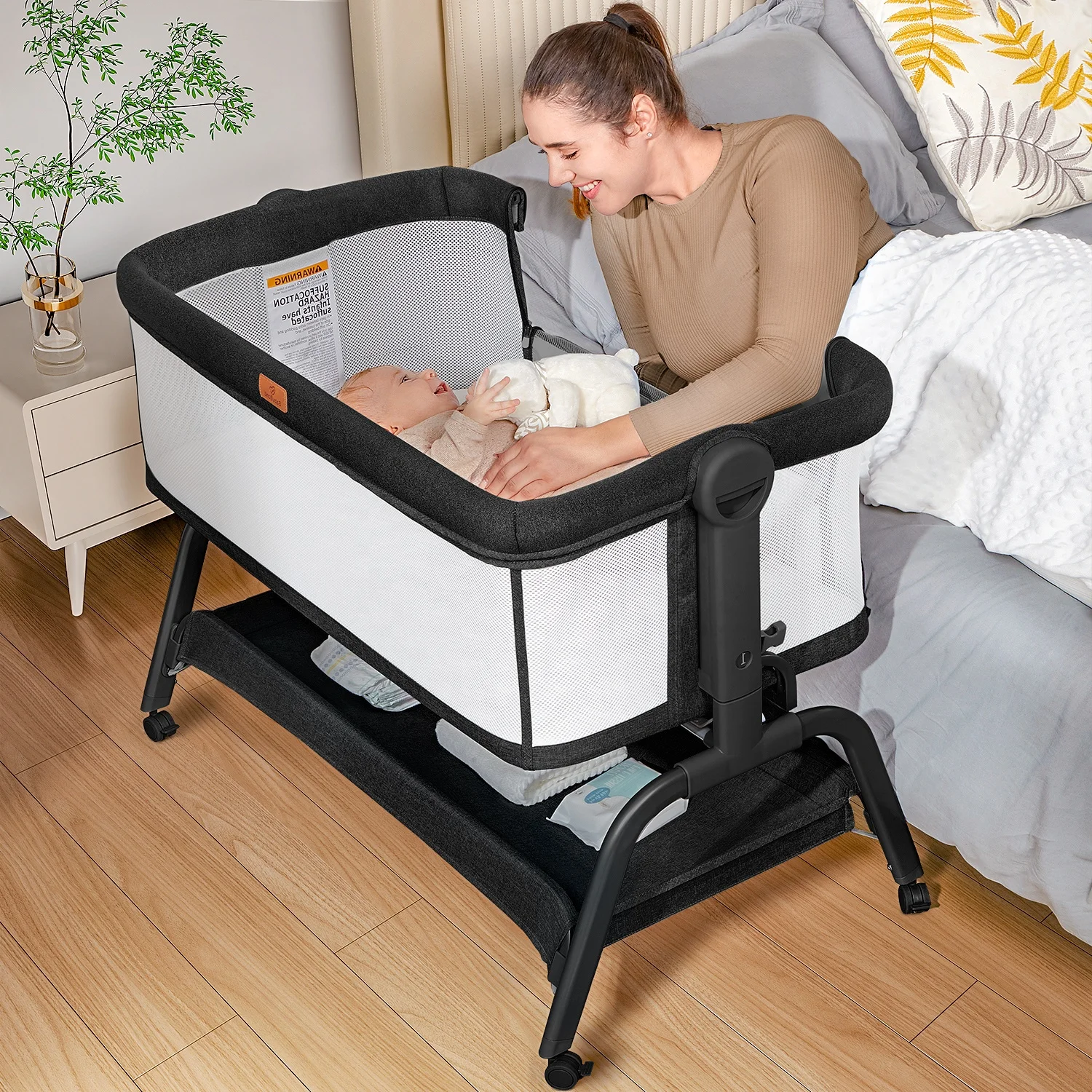 Baby Bed Multifunctional luxury high quality crib bed Sliding wheel colored certified baby bed Wholesale cheap cribs