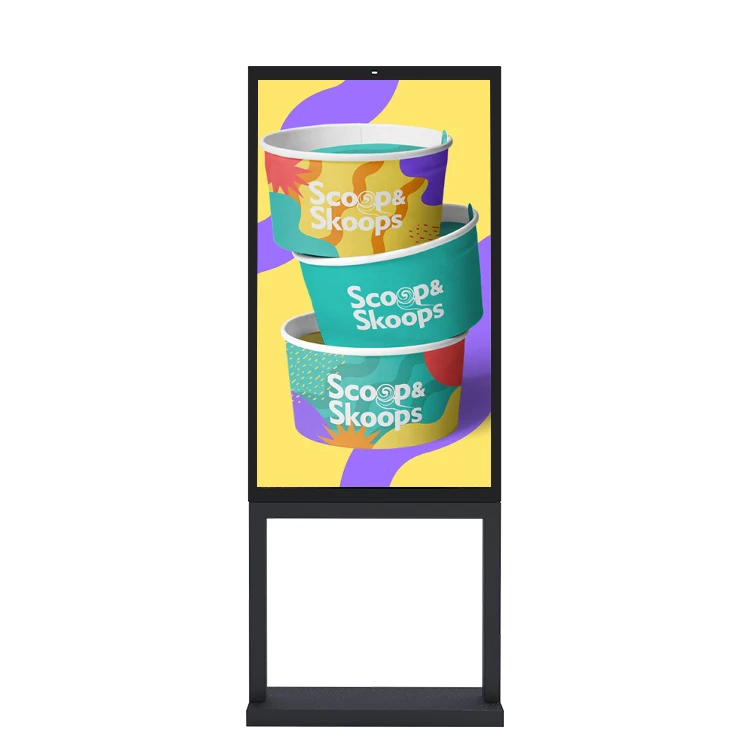 Slim design outdoor lcd panel high brightness waterproof digital signage totem vertical LCD advertising display