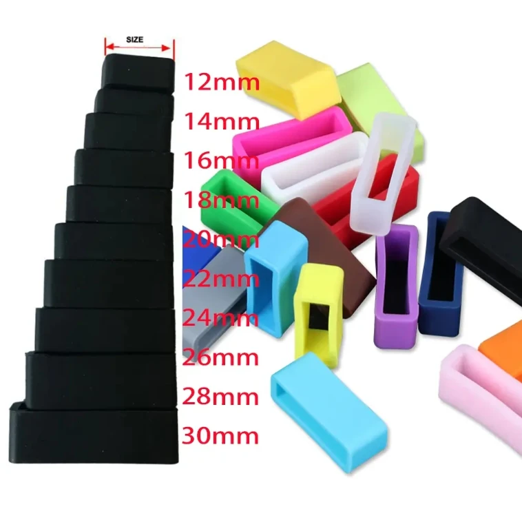 NJC 12mm 14mm 16mm 18mm 20mm 22mm 24mm 26mm 28mm 30mm Sillicon Watch Strap Keeper Replacement Holder Ring Rubber Watch Band Loop