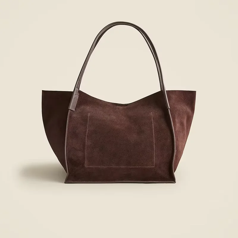 Wholesale Design Luxury Ladies Large Custom Brown Shoulder Bucket Hobo Handbag Leather Suede Tote Bag For Women