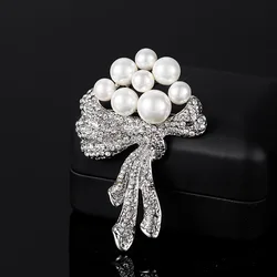 Factory Temperament Flower Micro-Inlaid Zircon Upscale Clothing Pin Women Crystal Rhinestone Pearl Brooch