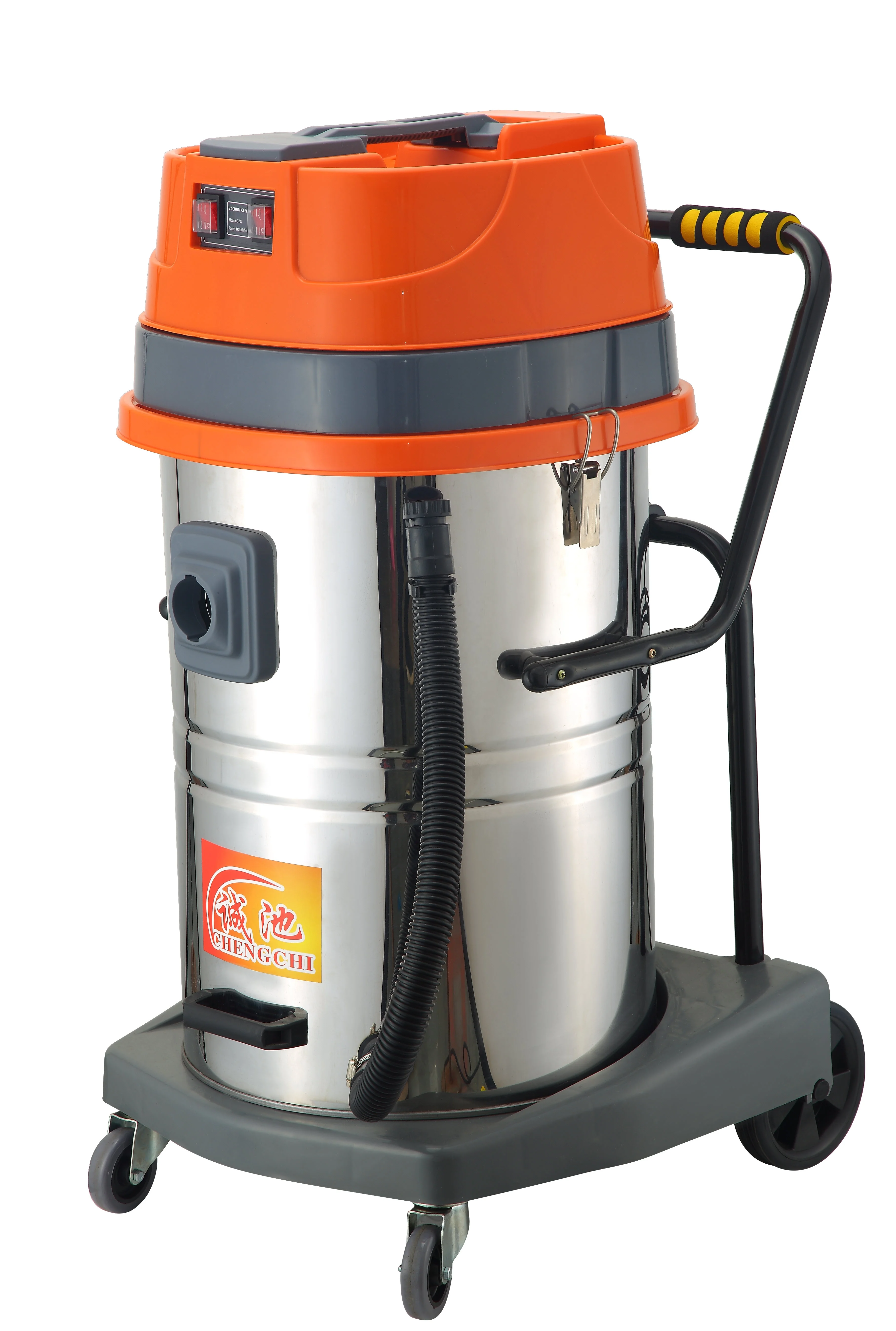 Upright 70L  3000W Motor Stainless Steel Wet And Dry Vacuum Cleaner For Commerical Industry Car Wash