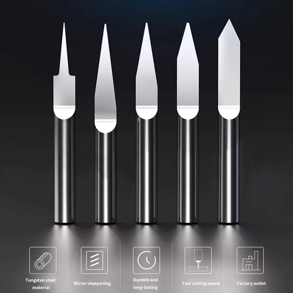 WEIX CNC Engraving Tool CNC Carbide Flat Bottom V Shape Engraving Cutter Bit V-Groove Milling Cutter Bit Engraving Router Bit
