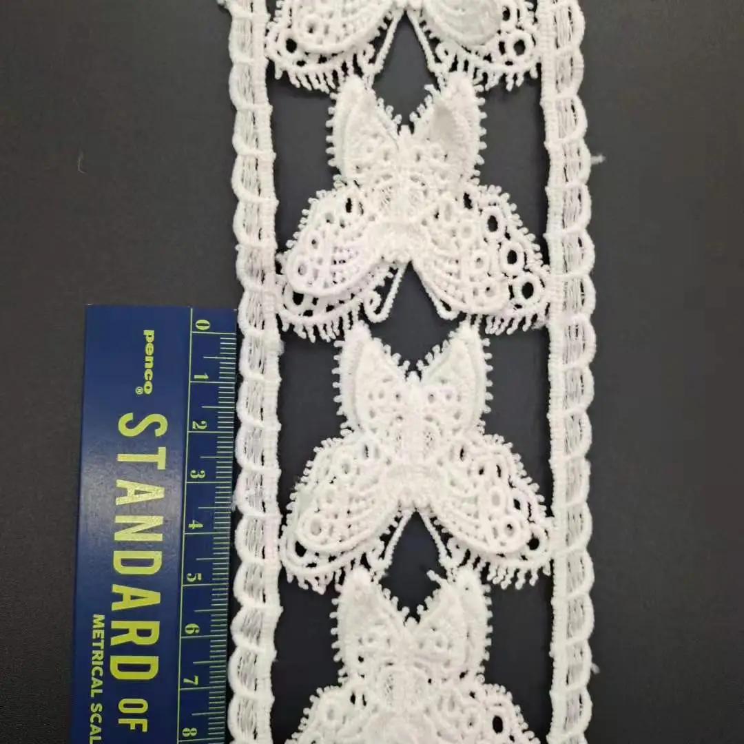 Wholesale SATL 100%Polyester China 3d Flower Water Soluble Lace Fabric Ribbon