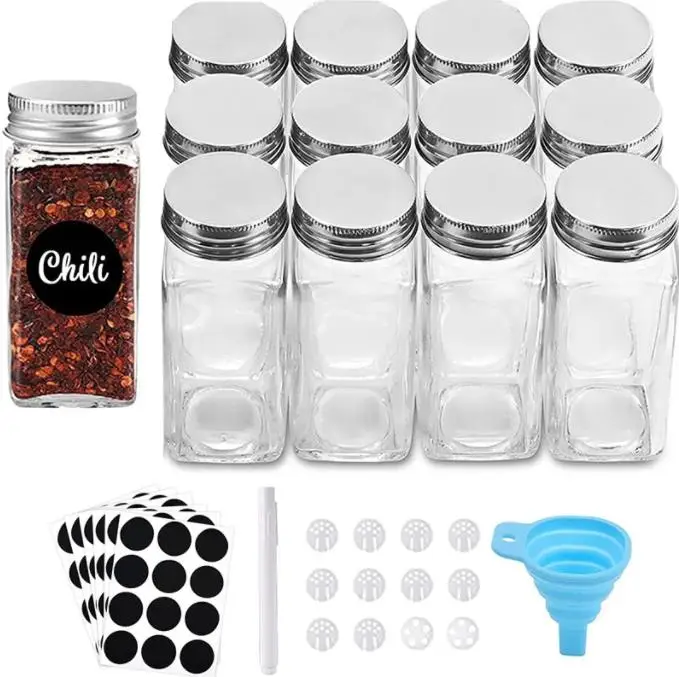 Spice Jar Herb Spice Tools Wholesale Salt and Pepper Shaker Condiment Server Fridge Magnetic Spice Tins glass Kitchen