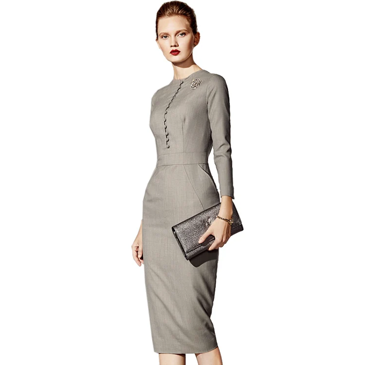 
Spring Elegant Temperament Slim Waist Thin Package Hip Professional Pencil Dress Work Clothes OL Dress 