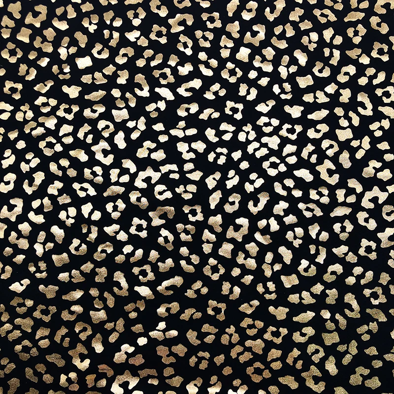 leopard  of gold   for  hologram foil printed spandex stretch fabric for swimwear costume wear