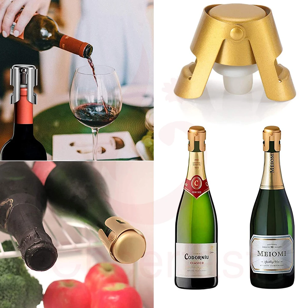 Cheerfast Accessories Stainless Steel Sparkling Wine Bottle Plug Sealer Bubbly Stopper Bottle Champagne Black Champagne Stopper