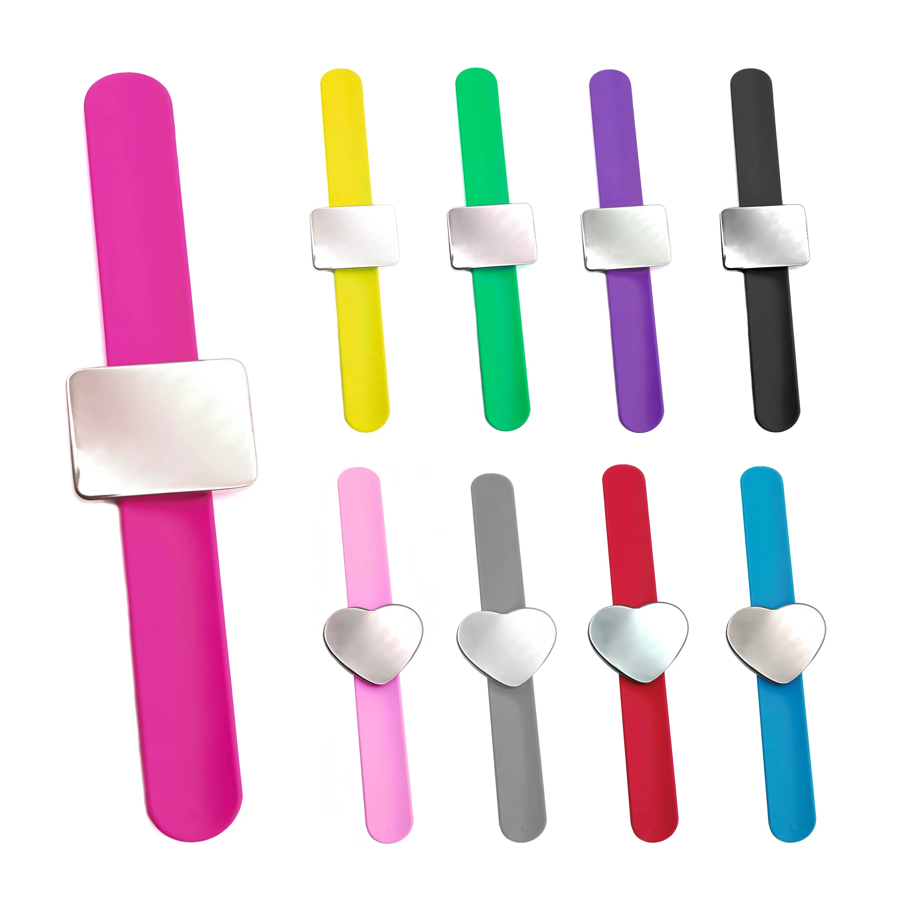 Various silicone rubber slap bracelet adjustable magnetic hair barber wristband quickstick magnet wrist strap to hold pin clip