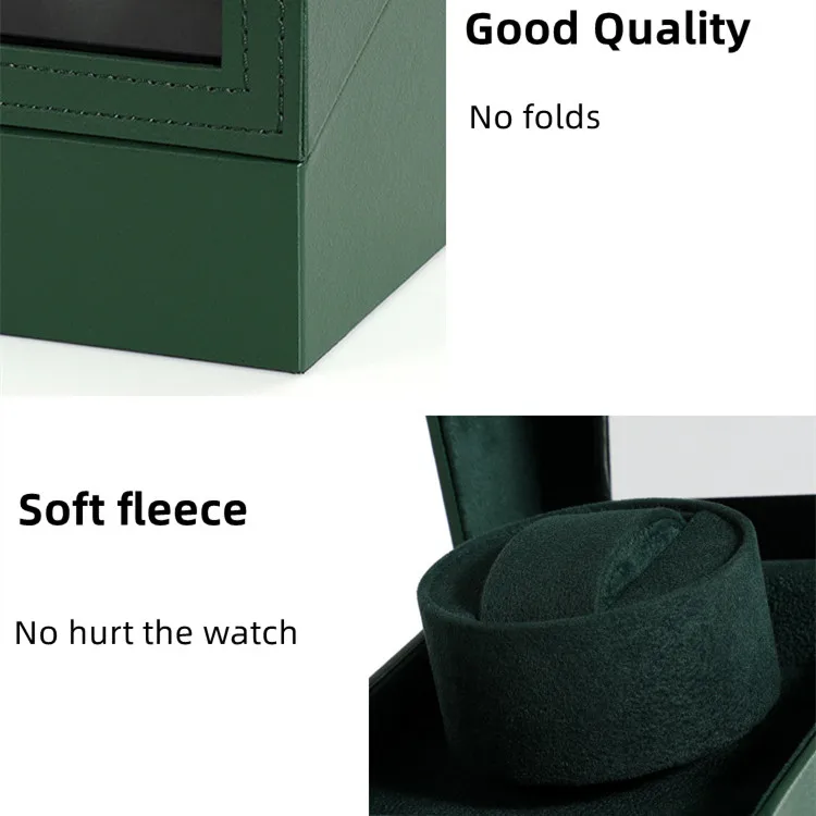 2022 New Design High Quality Automatic Exhibition Display Luxury Green Leather For Single Watch Winder Box