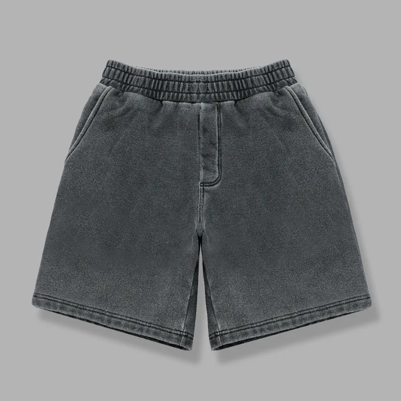 Custom Heavyweight Sweat Shorts Raw Edge French Terry Fleece Heavy Cotton Casual Gym Mens Run Fitness Vintage Acid Wash Shorts