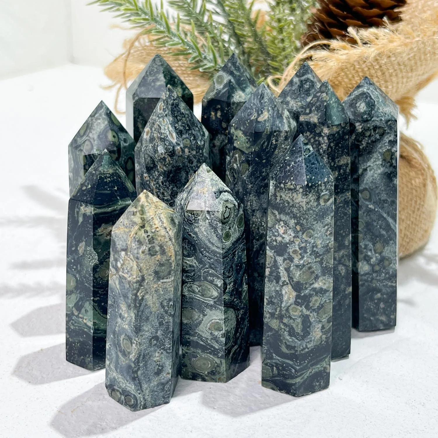 Wholesale Bulk Kambaba Jasper Fine Crystal Point Mini Crystal Towers Raw Quartz Crystal Points for Meditation