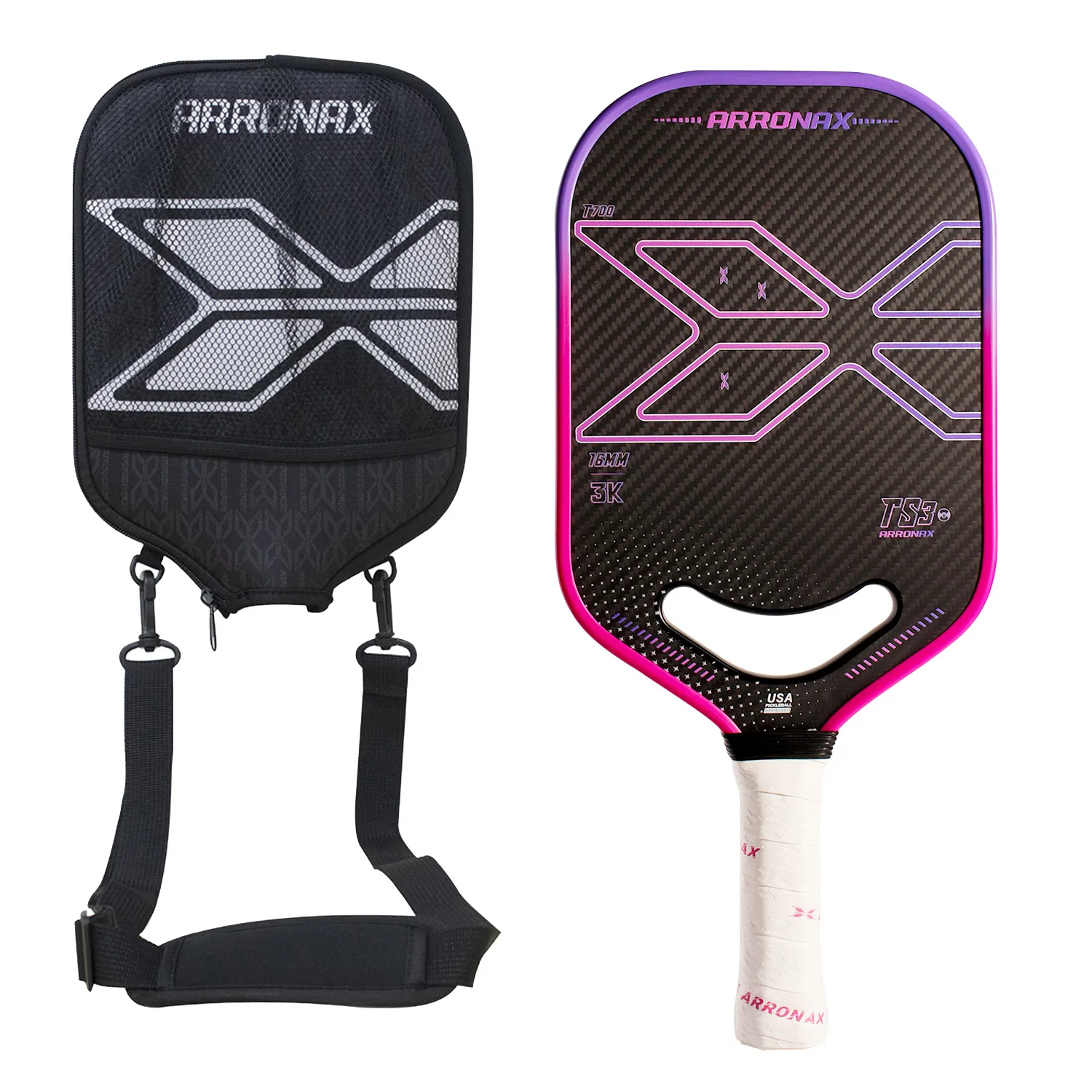 ARRONAX Профессиональный toray T700 3K Углеродное волокно со встроенным nfc чипом Pickleball весло с крышкой pp сотовый сердечник толщиной 16 мм