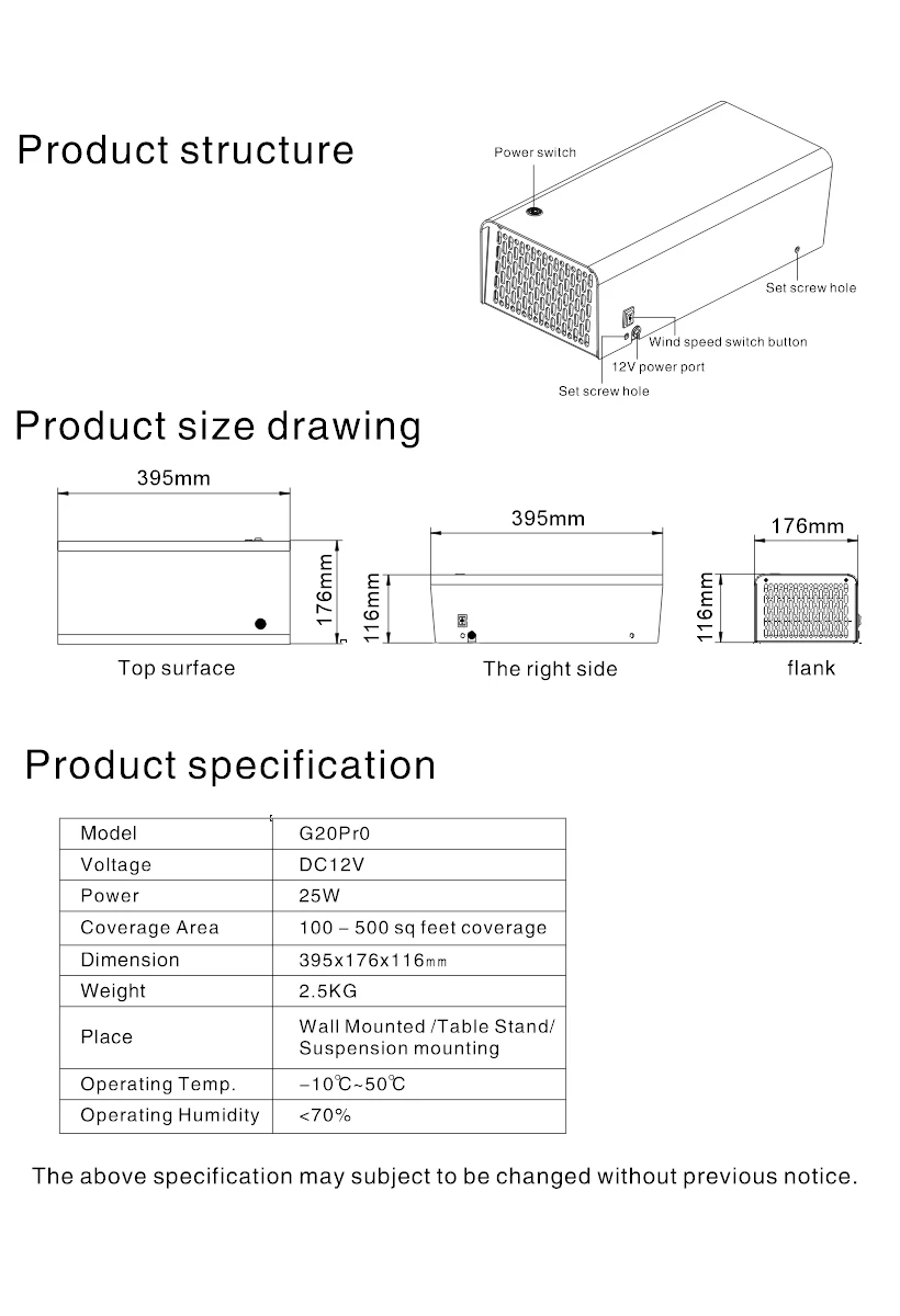FULUDE Household and Commercial Planting Room Sterilization and Disinfection G20 Disinfector