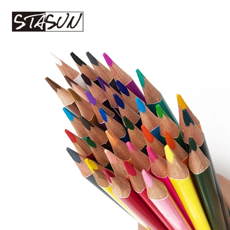 Stasun high quality Stationery Drawing and sketching Sharpened wooden Colored Pencil set
