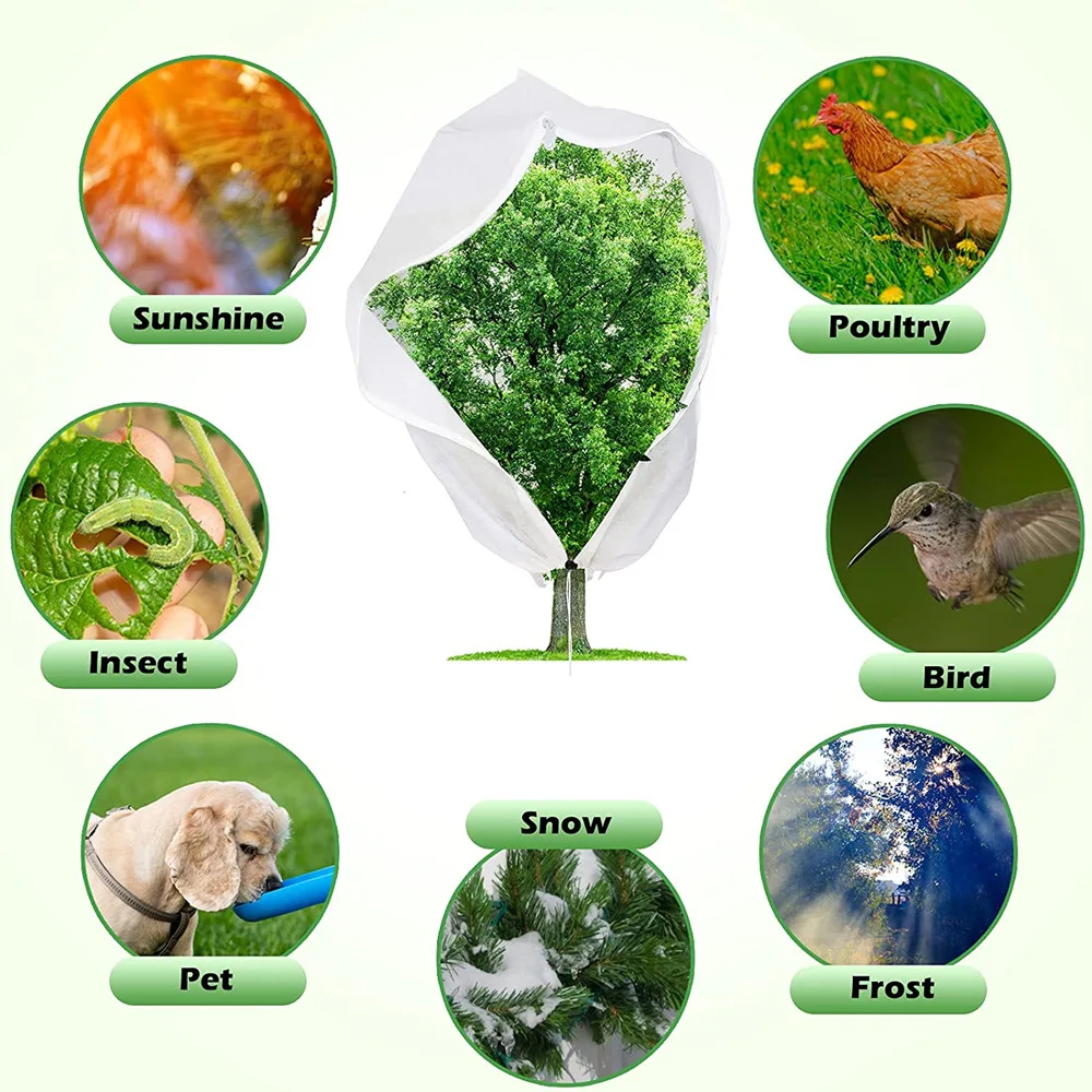 Thickened Winter Plant Antifreeze Cover Garden Fruit Tree Nonwoven Lock Pull Rope Zipper Insect protection Cover