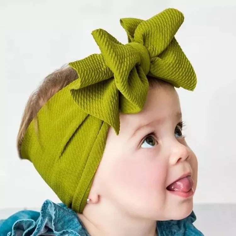 Fashion Classic Baby Girls Hair Accessories Wide Turban Headband Elastic Nylon Baby Infant Hair Bow Turban Headbands