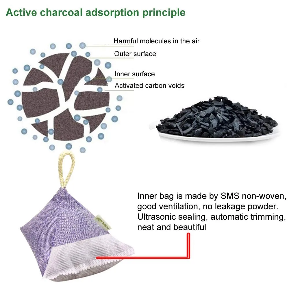 200g Bamboo Charcoal Bag Odor Absorber Activated Charcoal Air Purifying Bags in Stock
