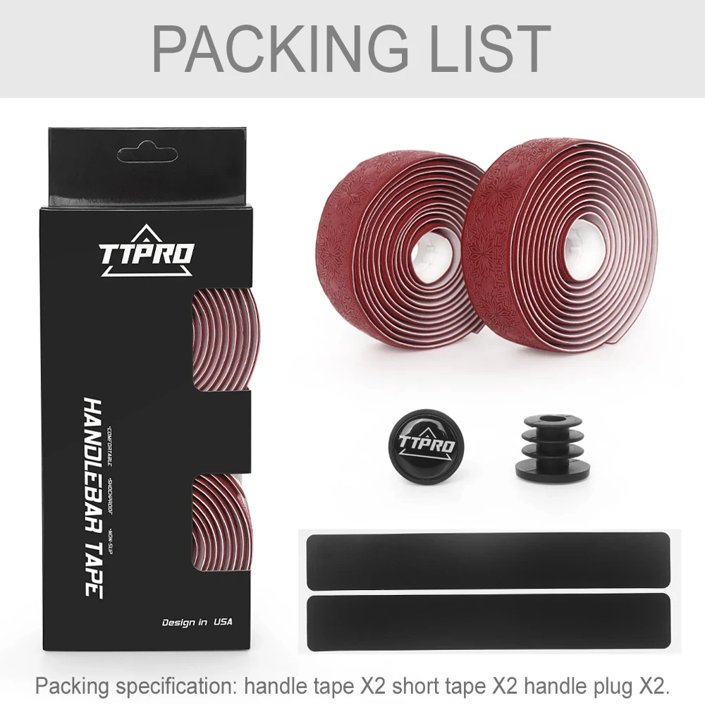 TTPRO Anti-Slip Road Bike Handlebar Tape 1 Pair Ultra Light Shock Absorption PU Wrap for Gravel Cycling Equipment