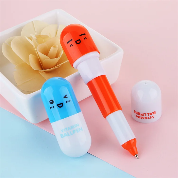 Hot-Selling Cute Portable Pill Shaped Pen Advertising Retractable mini Ballpoint Pen