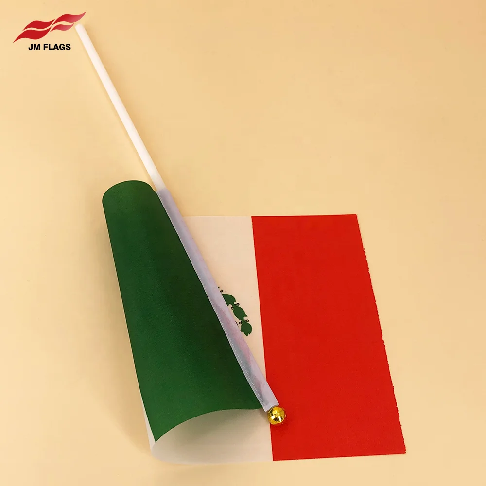 Wholesale Mexico Flags Hand Flag National Day Decoration Polyester Mexico Stick Flags