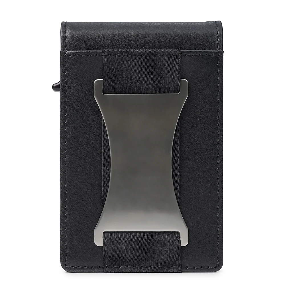 RFID Blocking Mens Wallet Card Holder, Pop Up Card Case, Smart Slim Minimalist Bifold Wallet Back Side With Money Clip