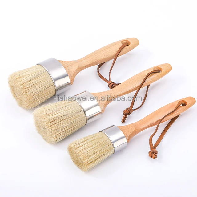 Professional round bristle paintbrush furniture chalk wax natural round bristle paint brush