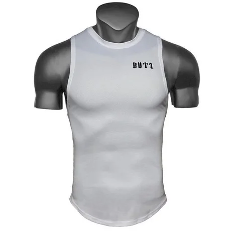 custom private label gym fitness & yoga wear quick drying white men vest