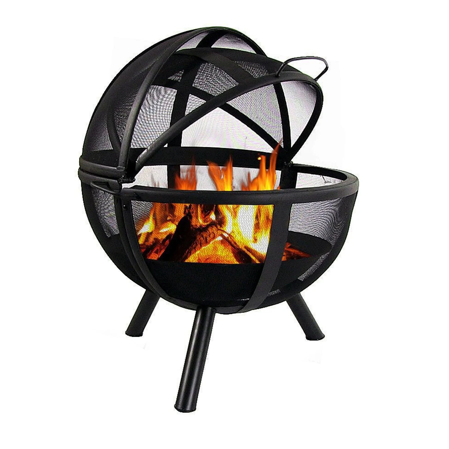 Multifunctional Outdoor Wood burning Camping Stove Grill Barbecue with Spark Screen Indoor Round Portable Iron Warm BBQ Stove