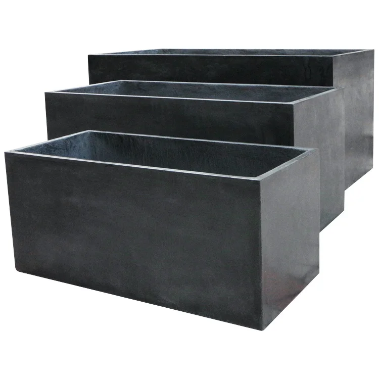 Large Rectangular Outdoor Garden Pots Big Fiberglass Planter Box Metal Propagating Pot for Plants Clay Cement Fiber Clay Cement