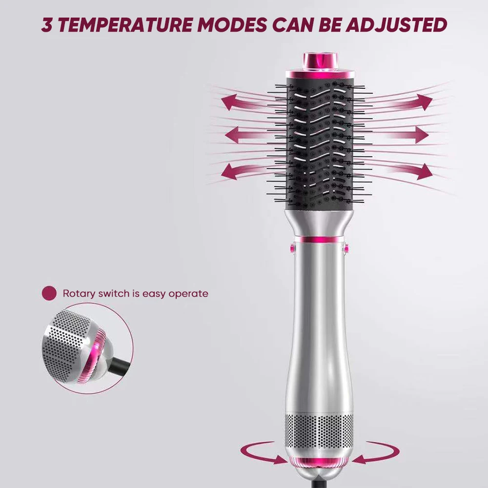 High Speed 4 in1 Hair Dryer Set Multi Styler 1400W Curler Straightener Comb Crystal Hot Cold Air Brush Hair Dryer Set