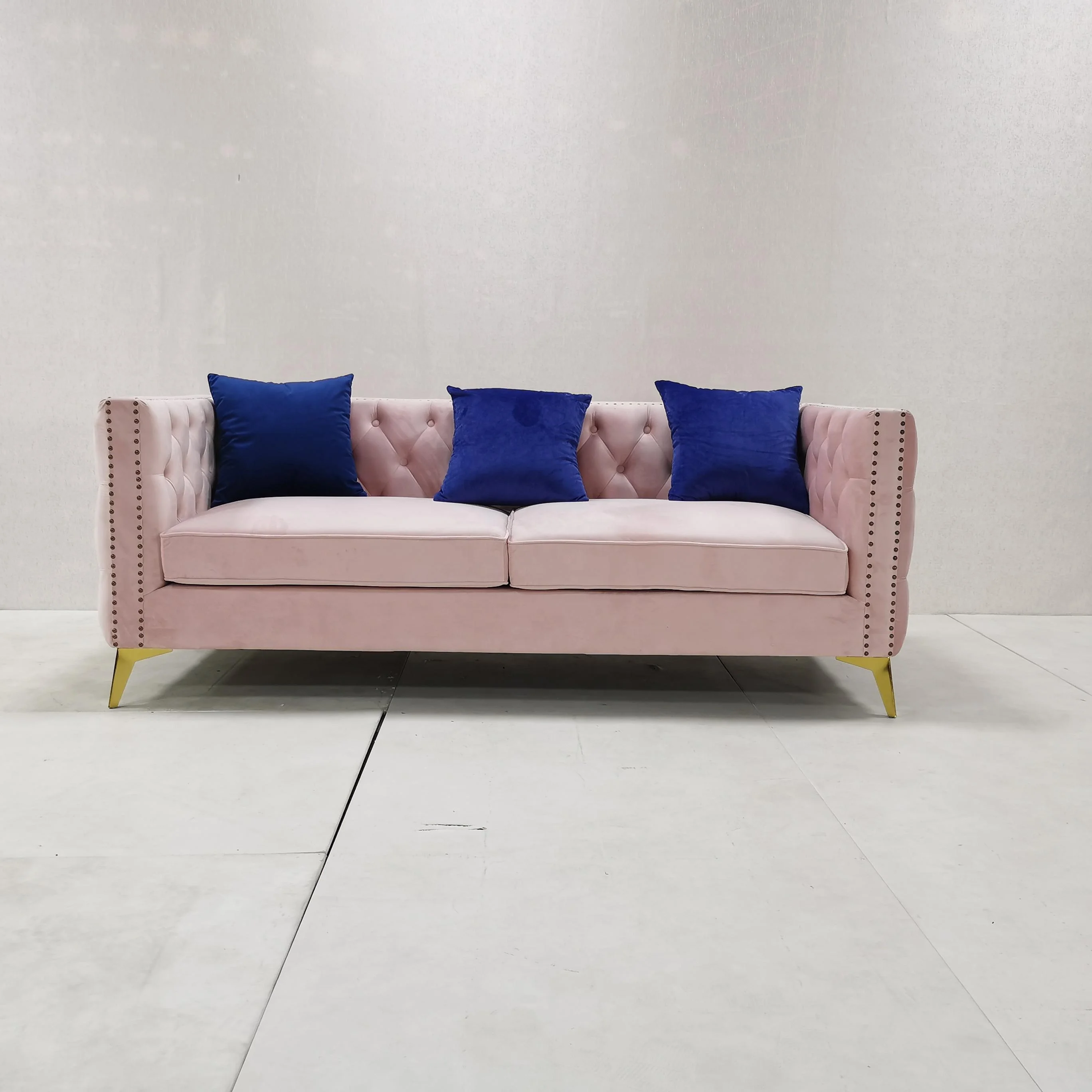 
Lover Seat American Style Living Room Modern Furniture 2 seat pink Upholstery velvet sofa 