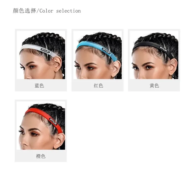 Эластичная Регулируемая силиконовая повязка на голову, спортивная повязка на голову для велоспорта, бега, однотонная красная, синяя, черная, белая повязка на голову