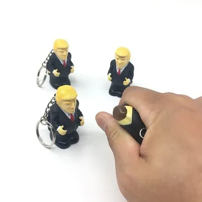 Лидер продаж брелок-держатель с Дональдом Трампом пустые брелоки сжимаемые в виде какашки