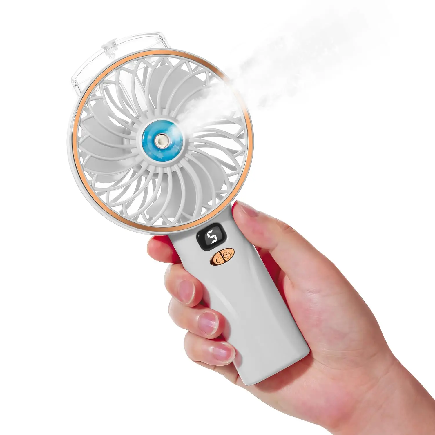Small Fashion USB Rechargeable Portable Handheld Fast Cooling Electric Emergency Fan With Water Mist Display For Indoor Outdoor