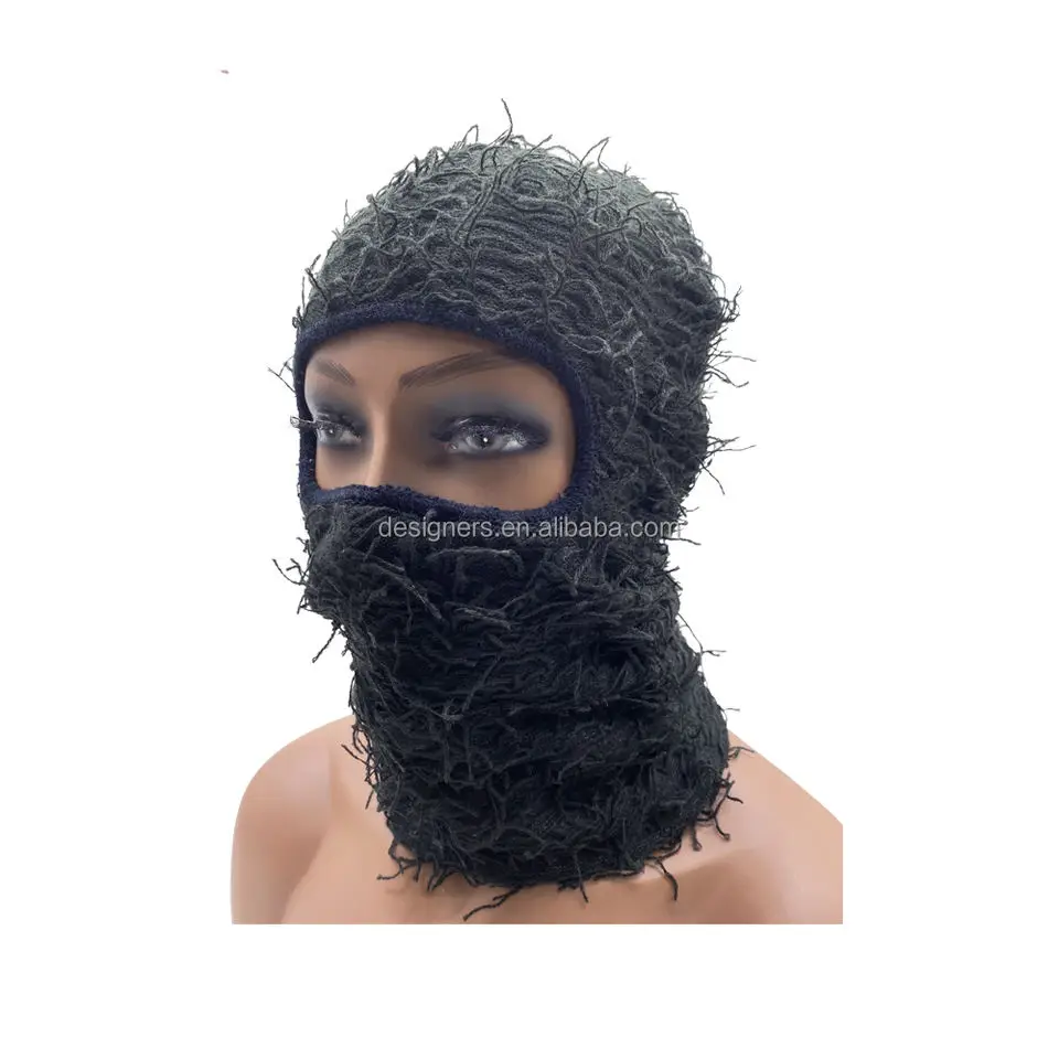 Storm Distress Ski Mask One Hole Knitted Balaclava with Custom Logo