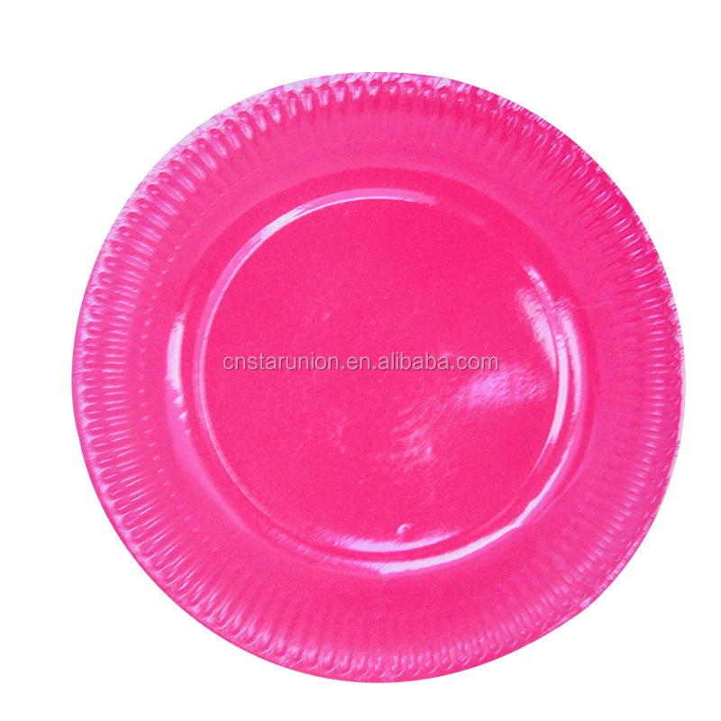 Colorful Disposable Dinnerware Paper Food Plate Dessert Trays Wholesale Event Party Supplies Solid Color Theme Paper Tray Round