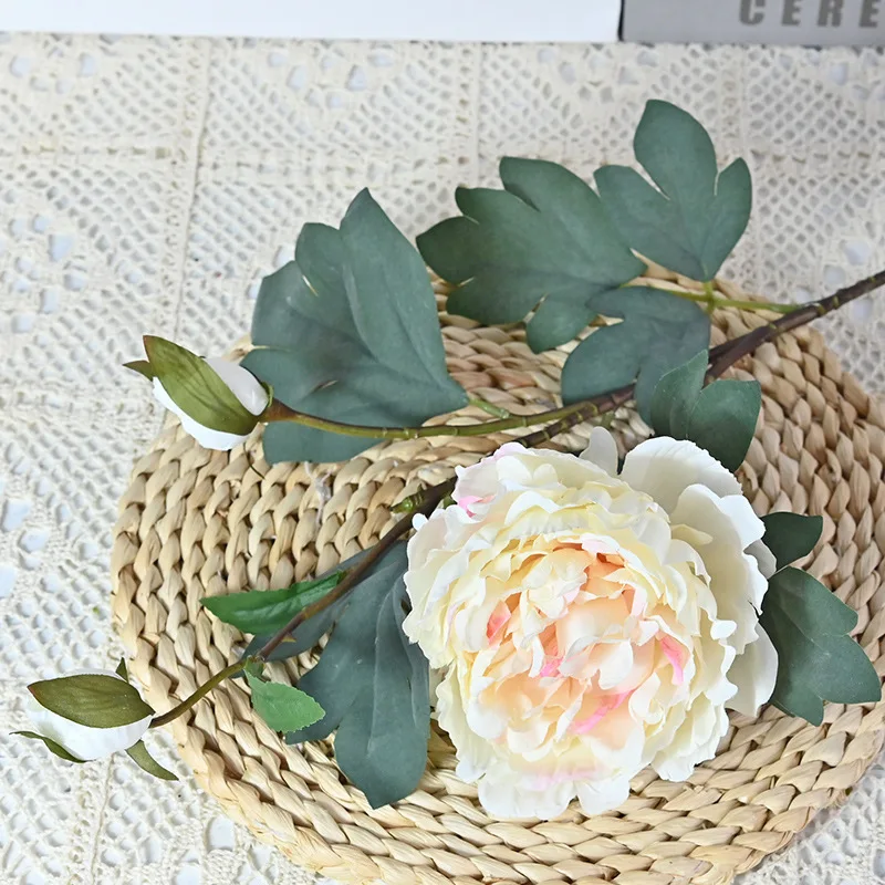 Attractive Design Luxury Burned Artificial  Peony Rose Flower For Home Window Frame Decoration