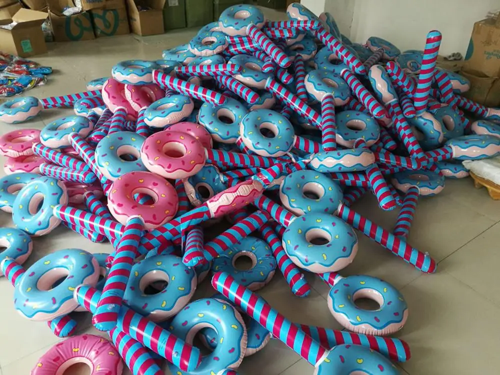 
Wholesale and custom advertising promotion PVC inflatable stick and cheering inflatable Donut sticks toy 
