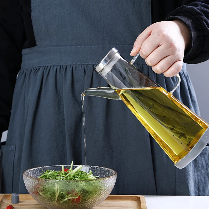 
GF Borosilicate Glass Oil Bottle Anti-Leak Olive Oil Dispenser with Stainless Steel lid for Kitchen Cooking Container, 550ml/75 