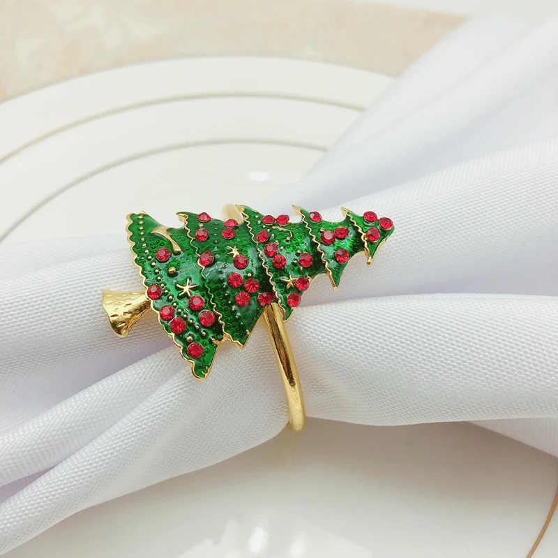 2020 latest design silver Christmas tree metal napkin ring table napkin buckle for Christmas