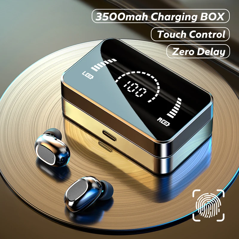  Hot Sell Mirror Led Smart Battery Display Earphone Tws Wireless Earphones Headphones Headsets Earbuds With 3500mah