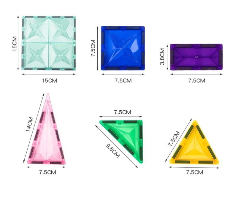 Factory direct sales OEM 4D magnetic blocks tiles colorful diamond Bright light strong magnetic building block cars toys