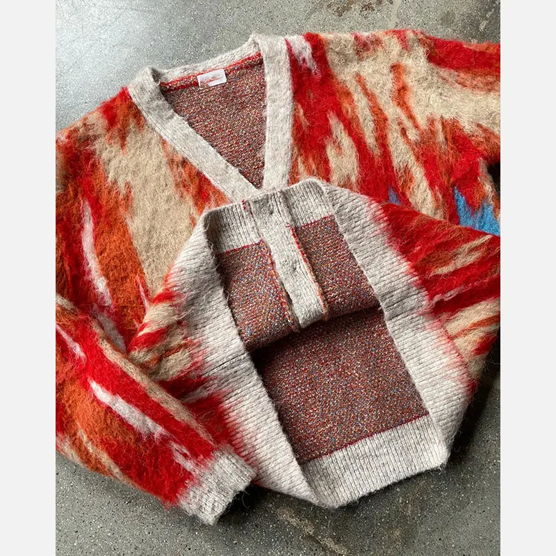 Winter Custom Furry knitwear Alpaca Wool Blend Jumper Winter Knitted Coat Men Warm Pullover Knitted Casual Wear Sweater